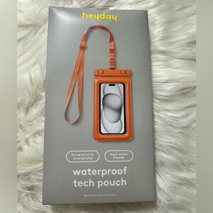 Heyday Waterproof Tech Pouch - Orange, fits up to 6.7 in, touch screen, New